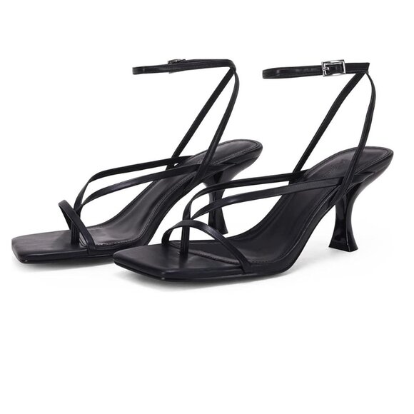 NEW PiePieBuy Women's Lace Up Heeled Sandals Square Size 9.5 Kitten heel - Picture 2 of 7